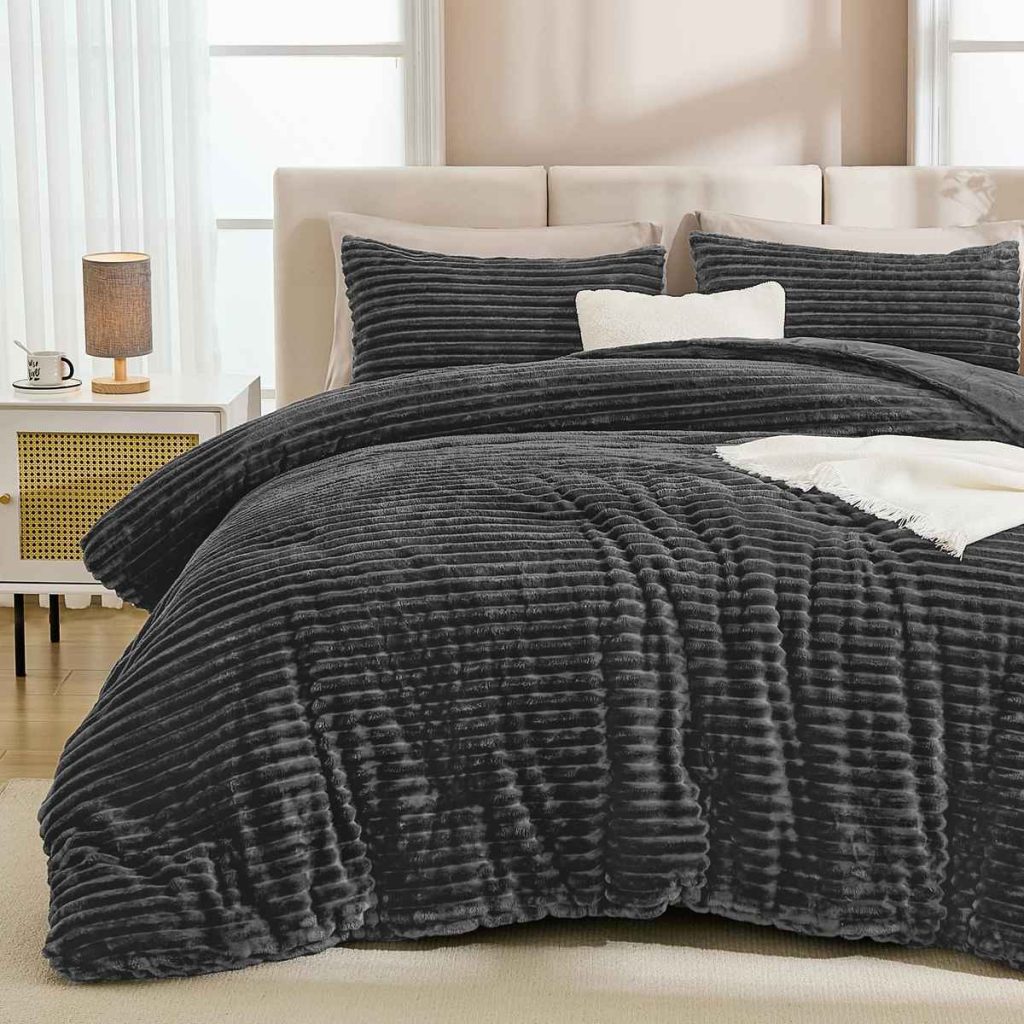 striped velvet comforter set